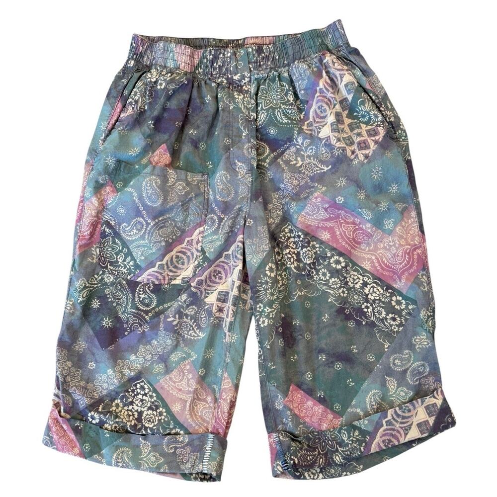 Free People Intimately Bedside Babe Bermuda Shorts Printed Cotton Paisley XS - Picture 2 of 15